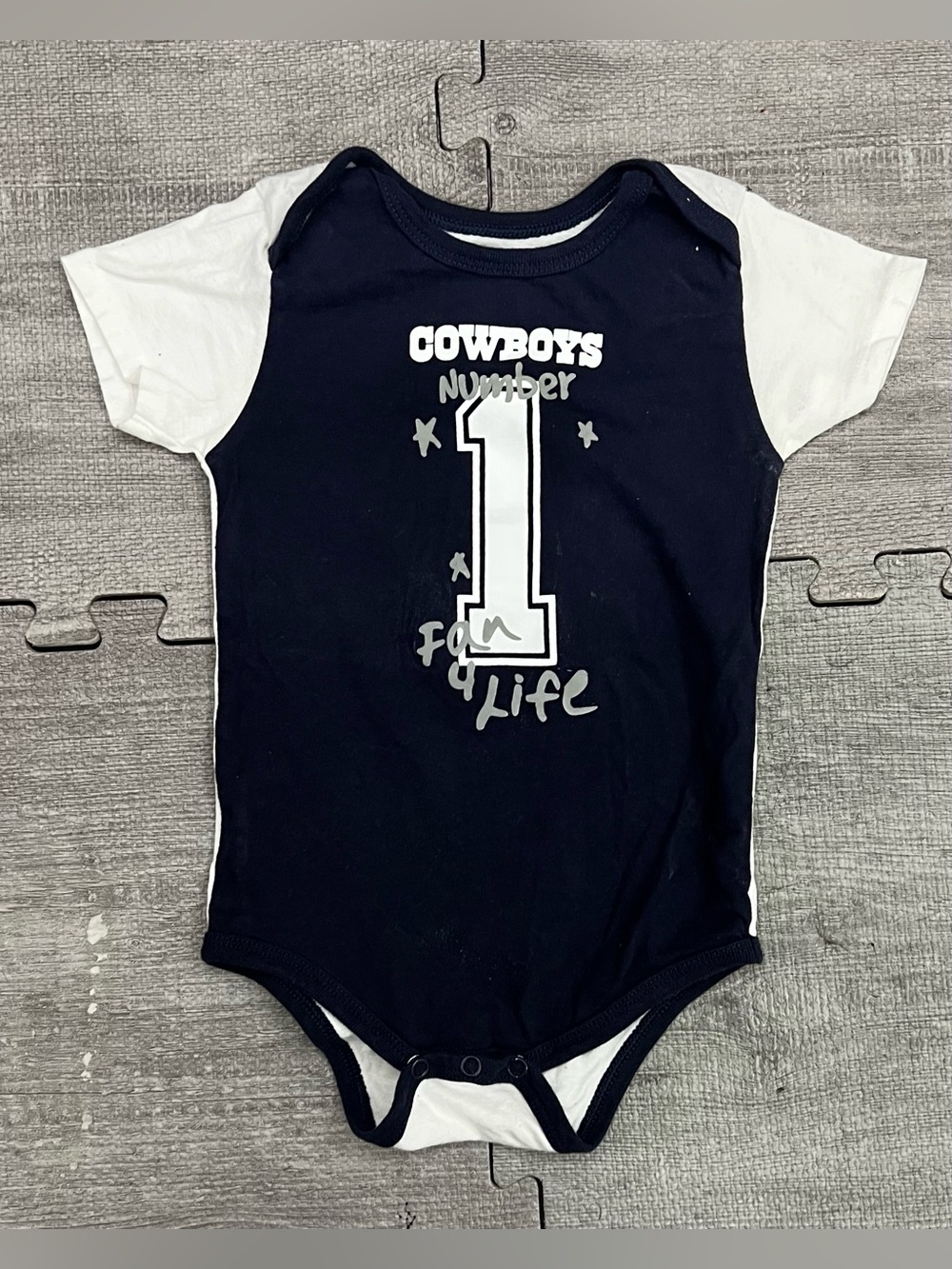 Dallas Cowboys Authentic Cotton Knit Onesie Snap 18M Navy/White #1 NFL